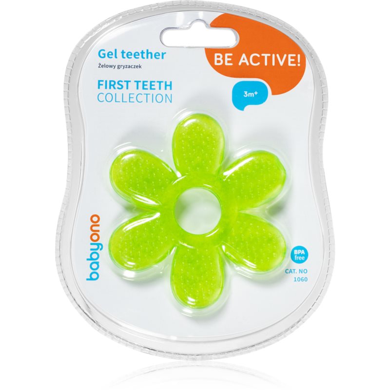 BabyOno Be Active Gel Teether chew toy Green Flower 1 pc
