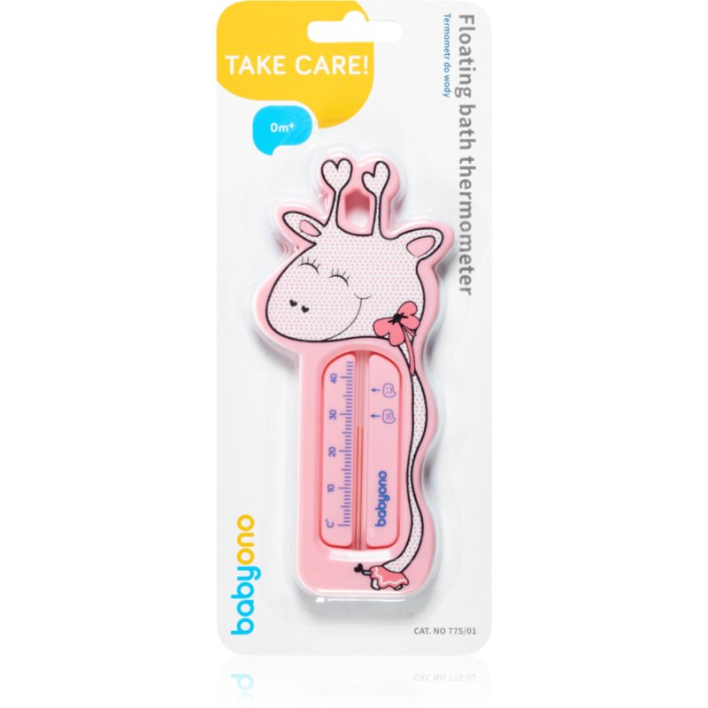 BabyOno Take Care Floating Bath Thermometer dětský teploměr do koupele Pink Giraffe 1 ks