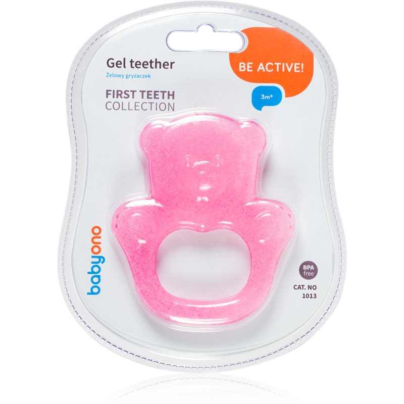 BabyOno Be Active Gel Teether grickalica za bebe Pink Bear 1 kom
