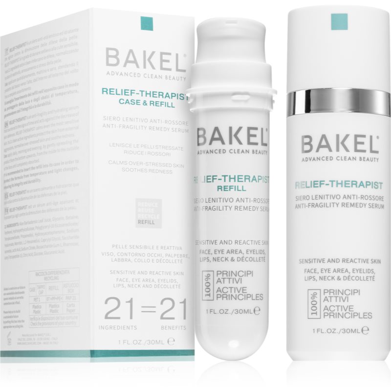 Bakel Relief-Therapist Case & Refill raminamasis ir drėkinamasis serumas + vienas užpildas 30 ml