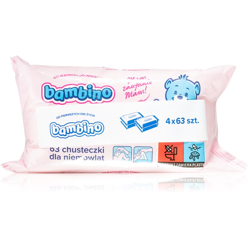Bambino Baby Wet Wipes finom nedves törlőkendők gyermekeknek 4x63 db