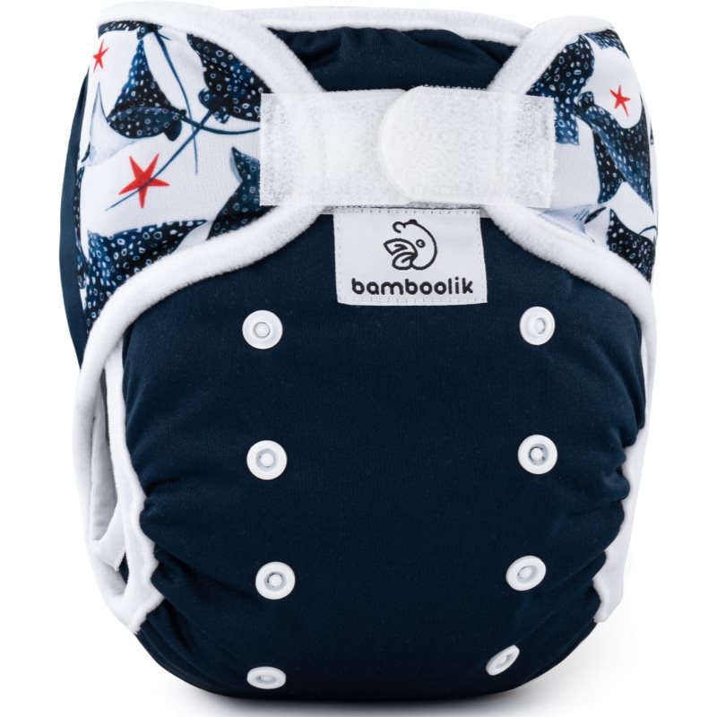Bamboolik DUO Diaper Cover Washable Nappy Wraps With Velcro Dark Blue + Ramp Fish