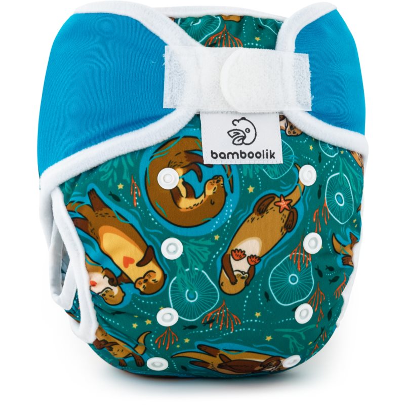 Bamboolik DUO Diaper Cover pratelné svrchní kalhotky na suchý zip Otters in Love + Turquoise