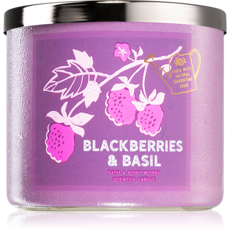 Bath & Body Works Blackberries & Basil kvapioji žvakė 411 g