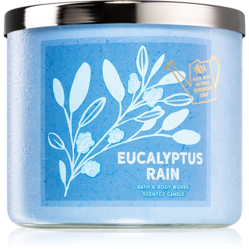 Bath & Body Works Eucalyptus Rain vonná svíčka s esenciálními oleji 411 g