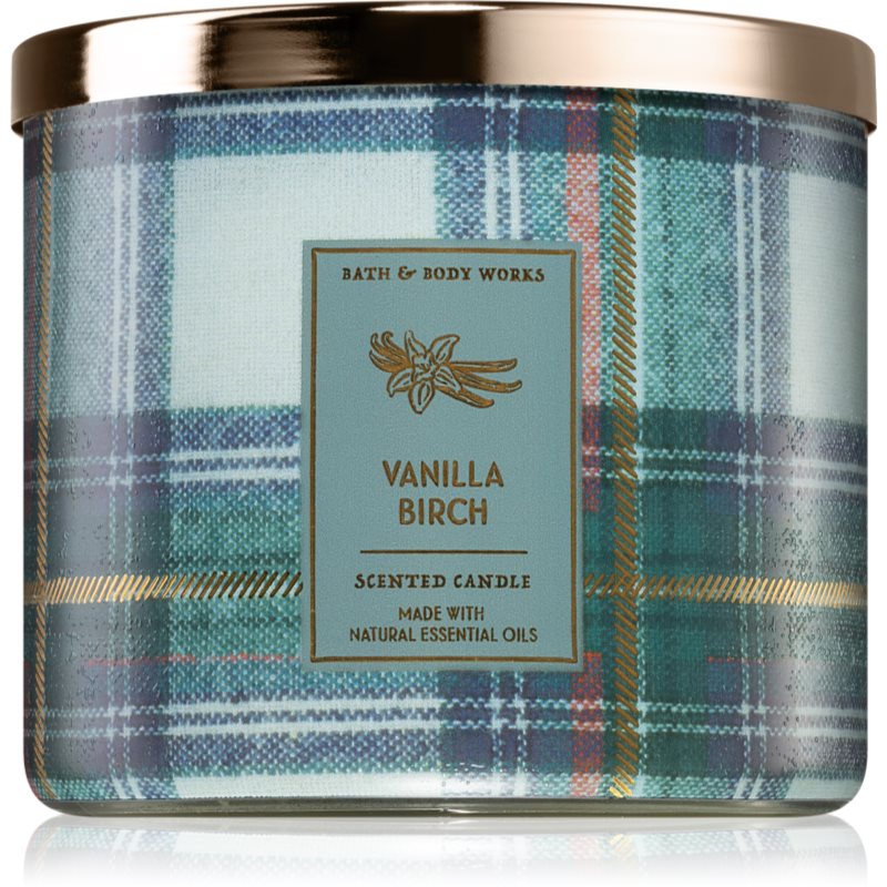 Bath & Body Works Vanilla Birch vonná sviečka s esenciálnymi olejmi 411 g