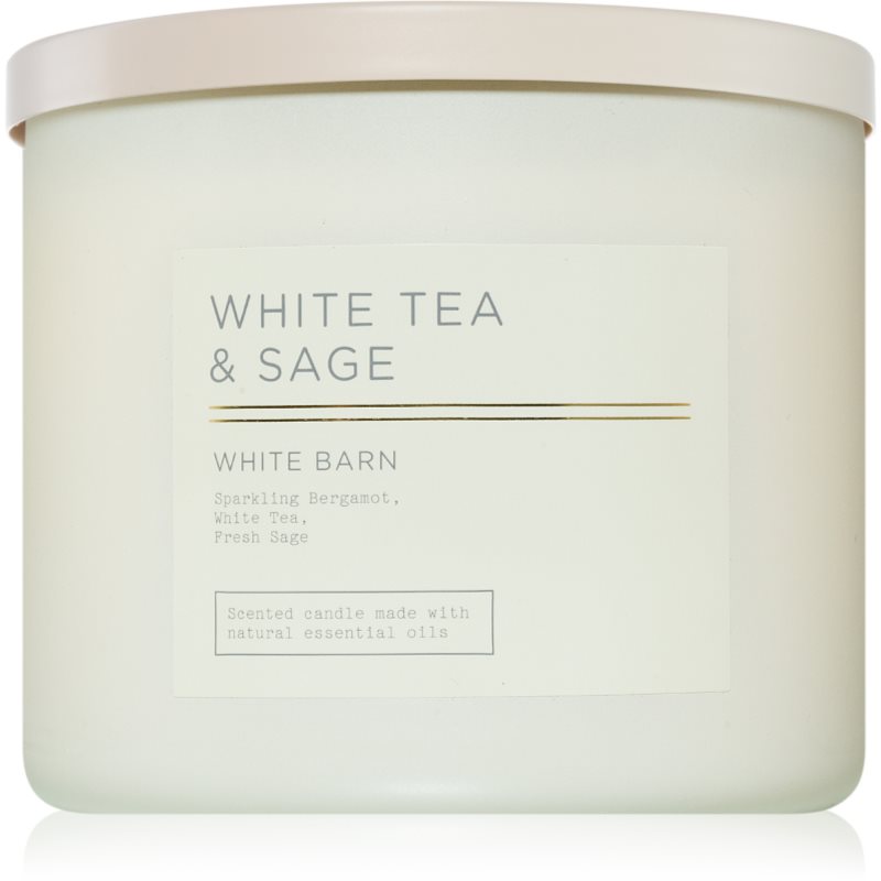 Bath & Body Works White Tea & Sage vonná svíčka 411 g