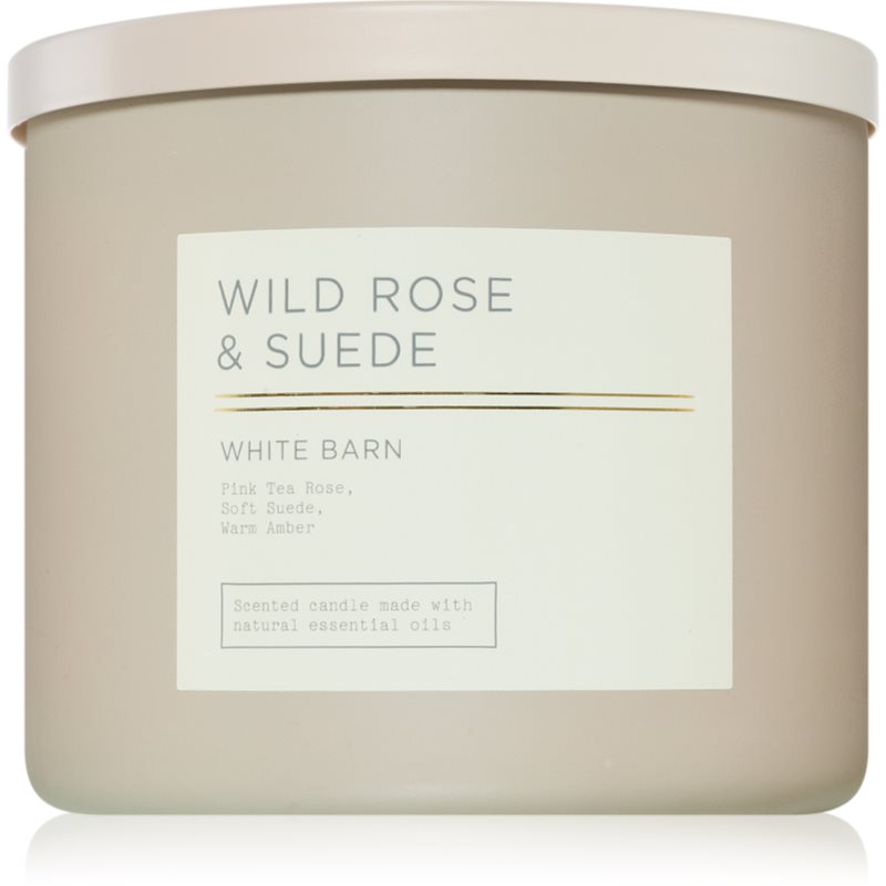 Bath & Body Works Wild Rose & Suede vonná svíčka 411 g