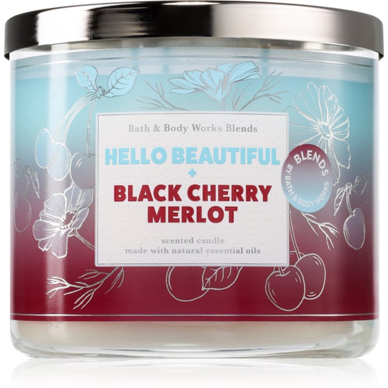 Bath & Body Works Hello Beautiful + Black Cherry Merlot vonná svíčka 411 g