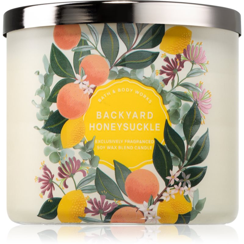 Bath & Body Works Backyard Honeysuckle vonná svíčka 411 g