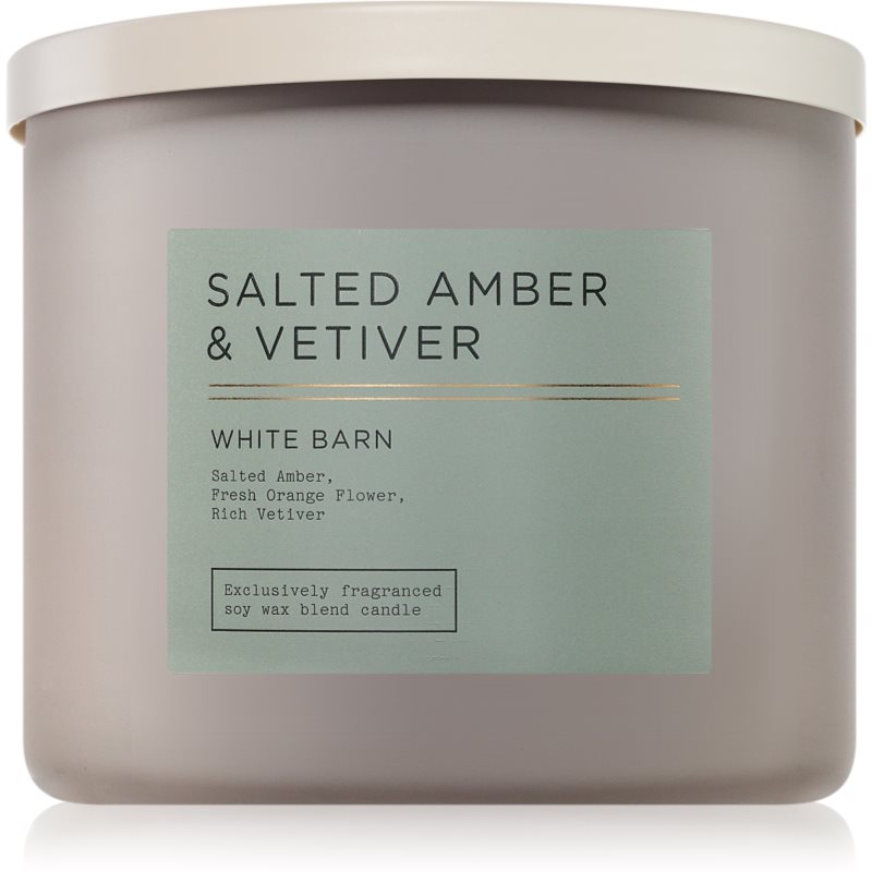 Bath & Body Works Salted Amber & Vetiver vonná svíčka 411 g