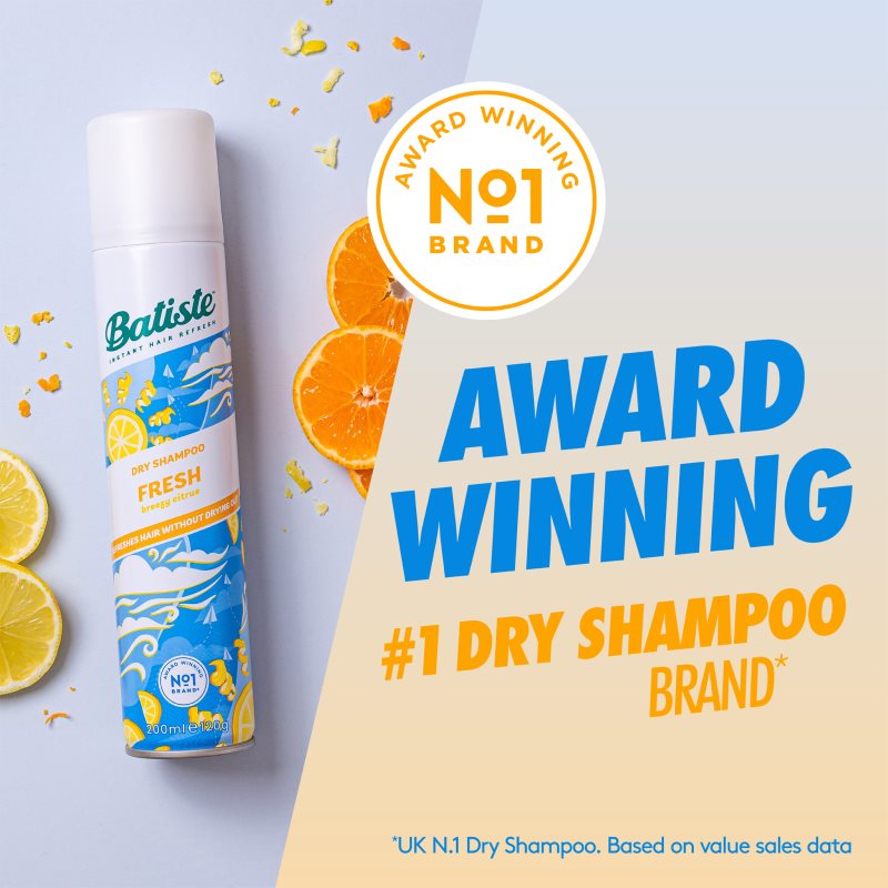 Batiste Fresh Breezy Citrus Dry Shampoo For All Hair Types Mixed Colours 200 Ml