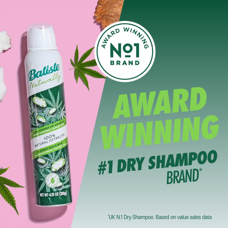 Batiste Naturally Coconut & Hemp Refreshing, Oil-absorbing Dry Shampoo 200 Ml