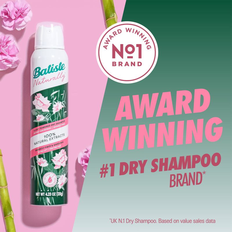 Batiste Naturally Bamboo & Gardenia Refreshing, Oil-absorbing Dry Shampoo 200 Ml