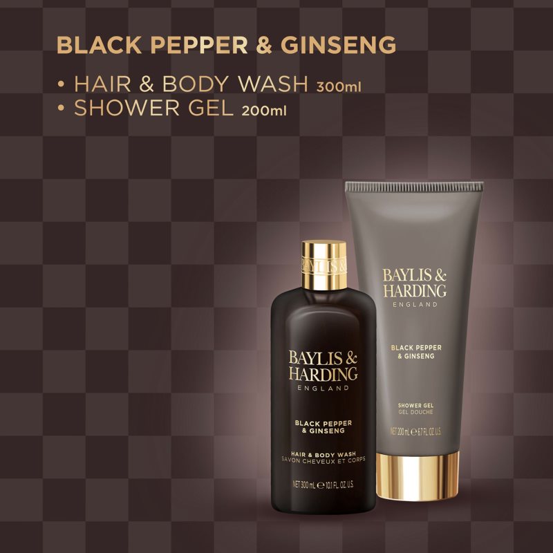Baylis & Harding Black Pepper & Ginseng gift set for the shower for men