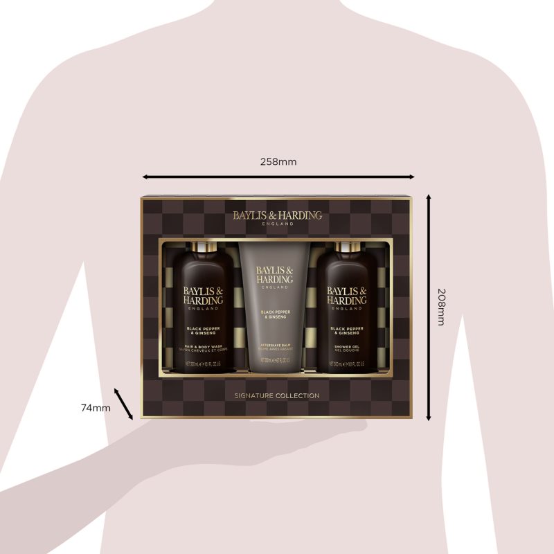 Baylis & Harding Black Pepper & Ginseng Gift Set For Face, Body And Hair For Men
