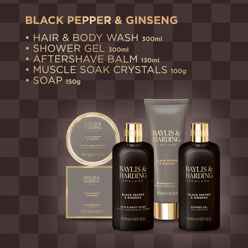 Baylis & Harding Black Pepper & Ginseng подарунковий набір для вани для чоловіків