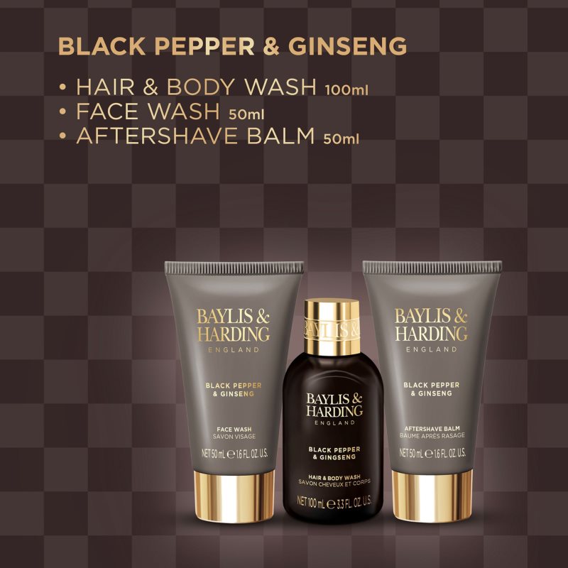 Baylis & Harding Black Pepper & Ginseng Coffret Cadeau Trousse De Toilette Pour Homme