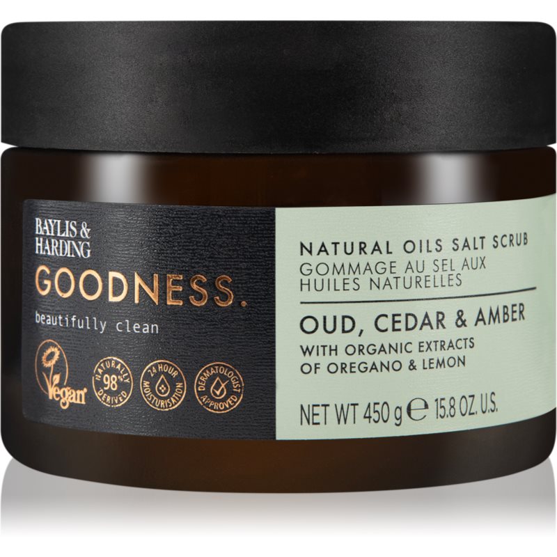 Baylis & Harding Goodness Oud, Cedar & Amber solni piling za telo 450 g