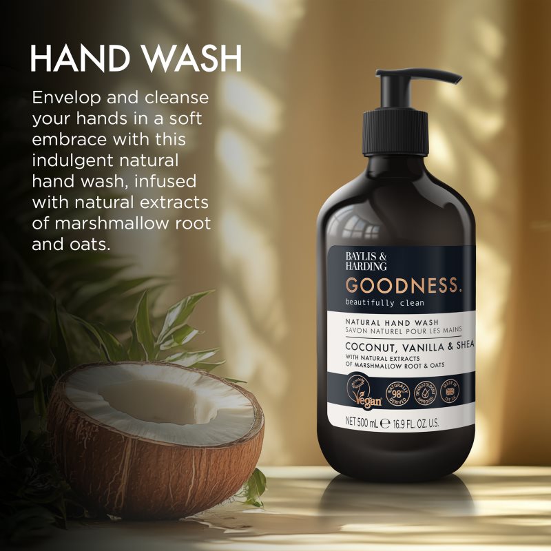Baylis & Harding Goodness Coconut, Vanilla & Shea přírodní tekuté mýdlo na ruce 500 ml (obrázek 3)