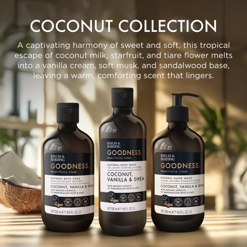 Baylis & Harding Goodness Coconut, Vanilla & Shea přírodní tekuté mýdlo na ruce 500 ml (obrázek 4)