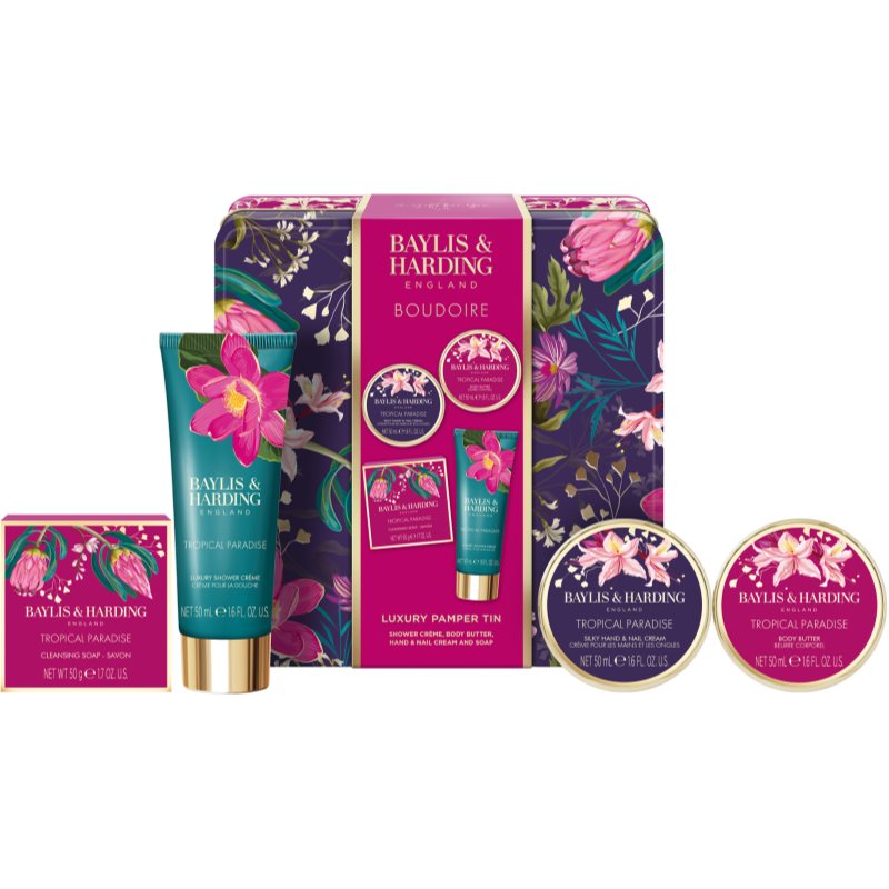 Baylis & Harding Boudoire Tropical Paradise darilni set kovinska škatla