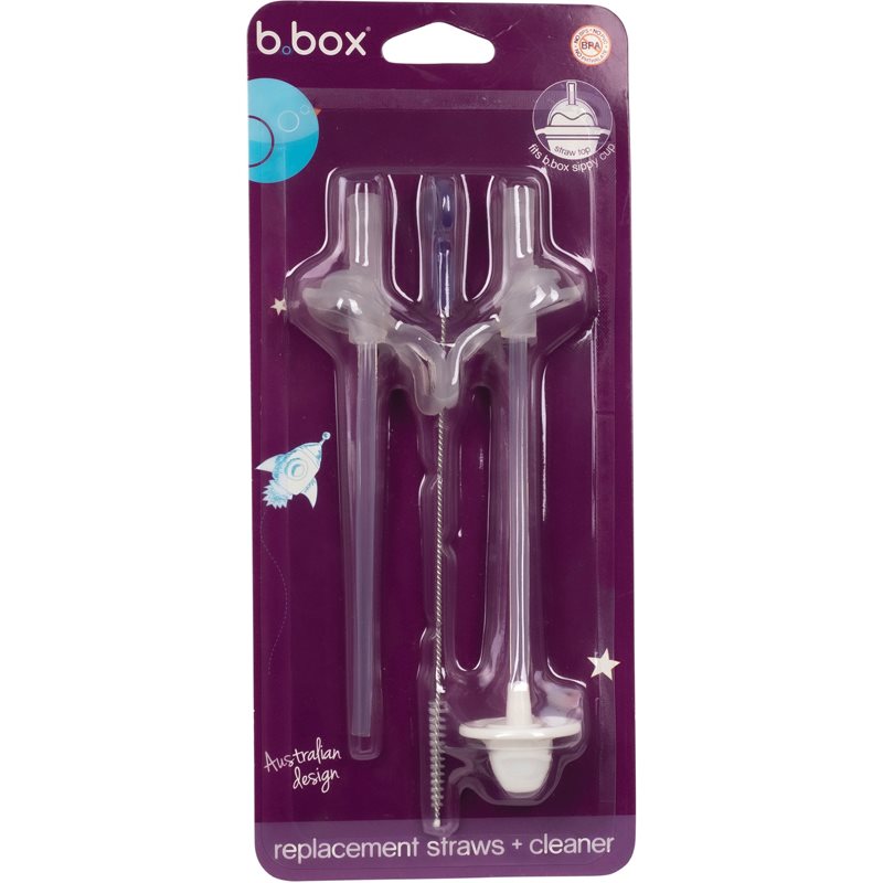 B.Box Replecement Straws + Cleaner Silicone Straw 3 Pc