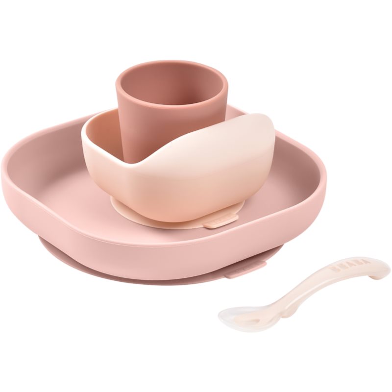 Beaba 4-Piece Silicone Dinner Set jedálenská sada Cotton Candy 4m  4 ks