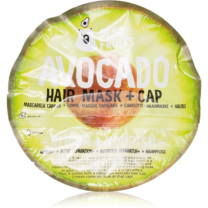 Bear Fruits Avocado Hair Mask + Cap maska na vlasy maska na vlasy Avocado Hair Mask 20 ml + čapica na vlasy unisex na šedivé vlasy