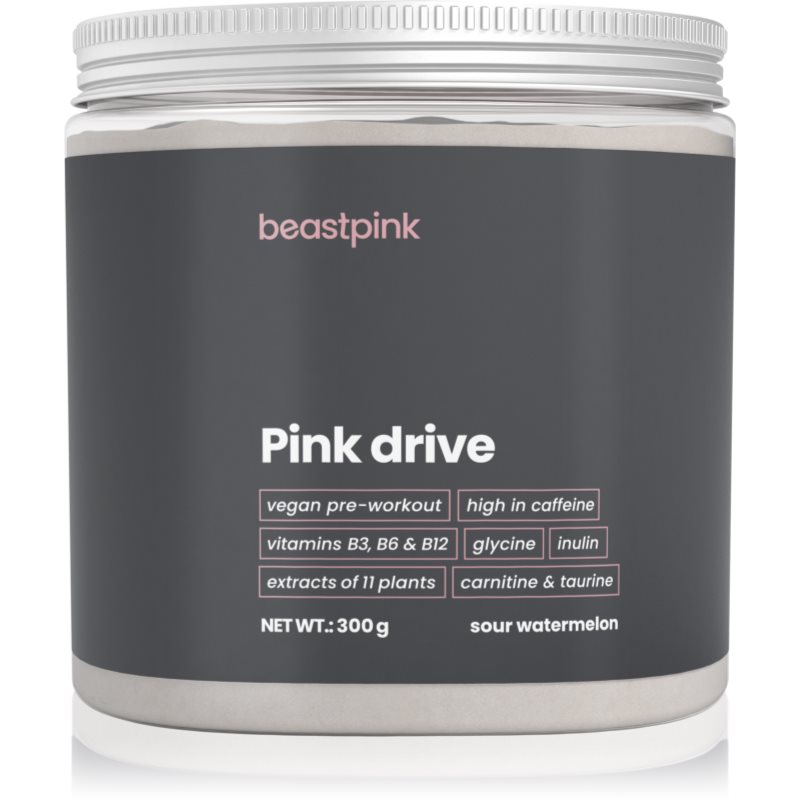 BeastPink Pink Drive podpora sportovního výkonu s kofeinem příchuť Sour Watermelon 300 g