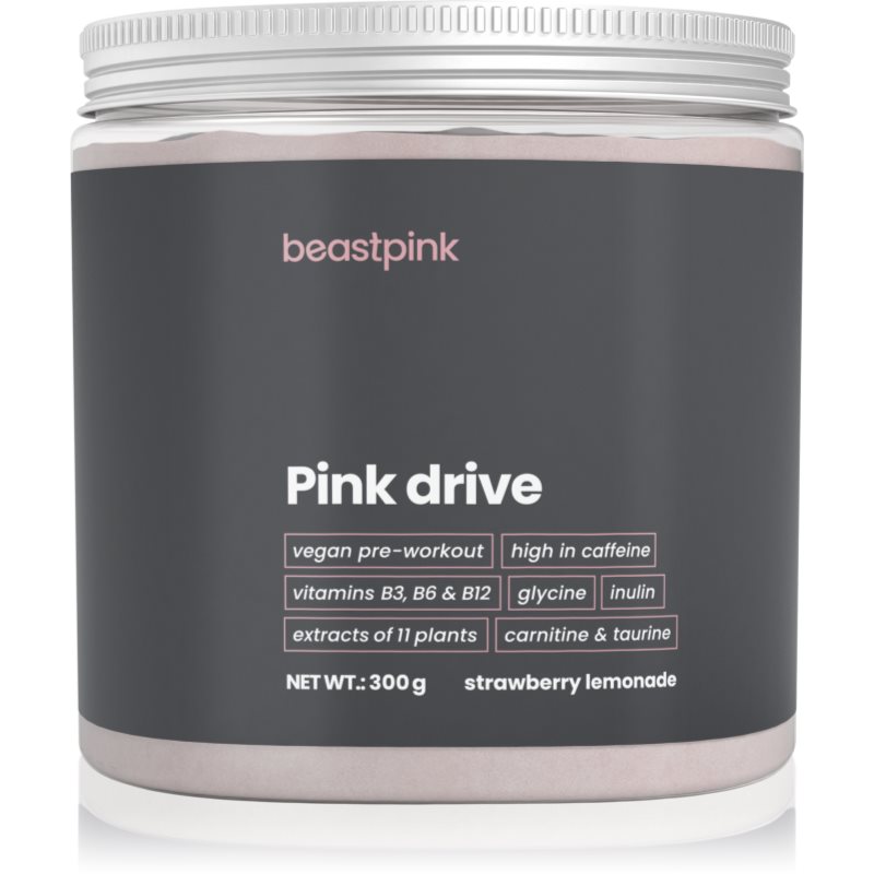 BeastPink Pink Drive podpora sportovního výkonu s kofeinem příchuť Strawberry Lemonade 300 g