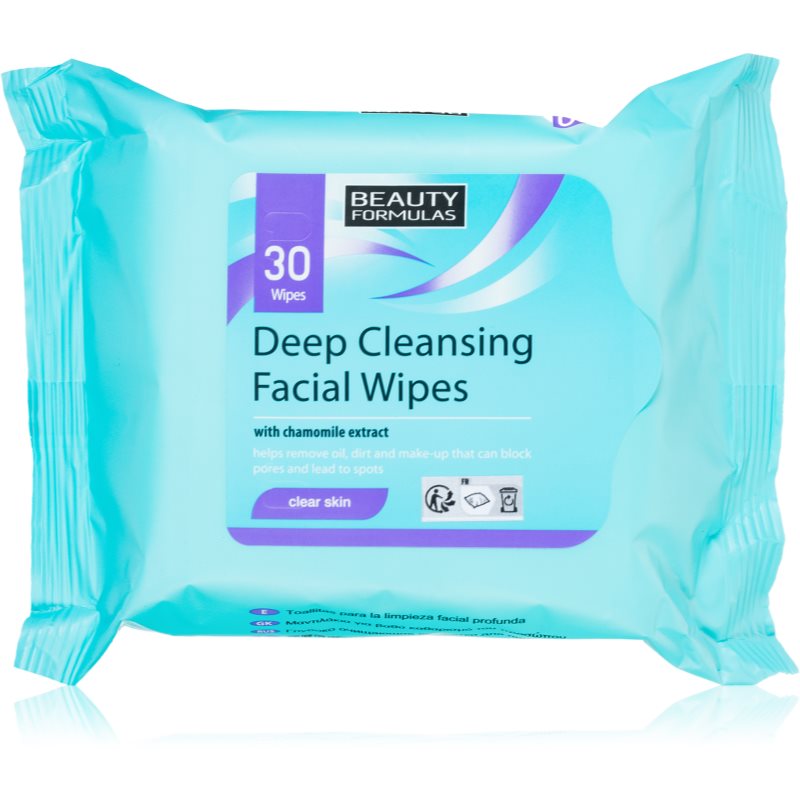 Beauty Formulas Clear Skin Deep Cleansing nedves tisztító törlőkendők zsíros és problémás bőrre 30 db