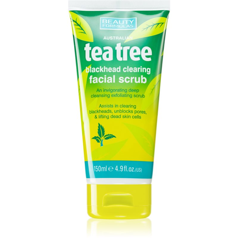 Beauty Formulas Tea Tree esfoliante detergente viso per pelli problematiche 150 ml