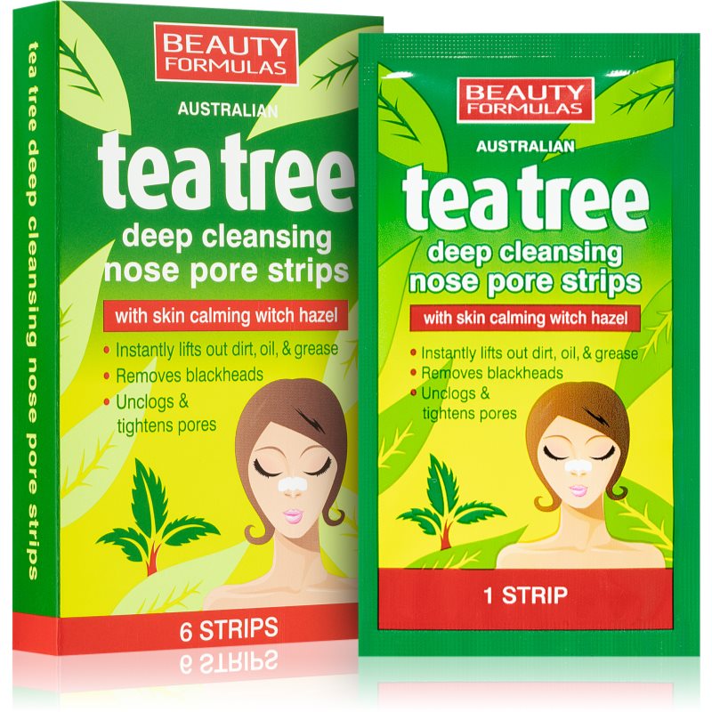 Beauty Formulas Tea Tree nose pore strips for blackheads 6 pc
