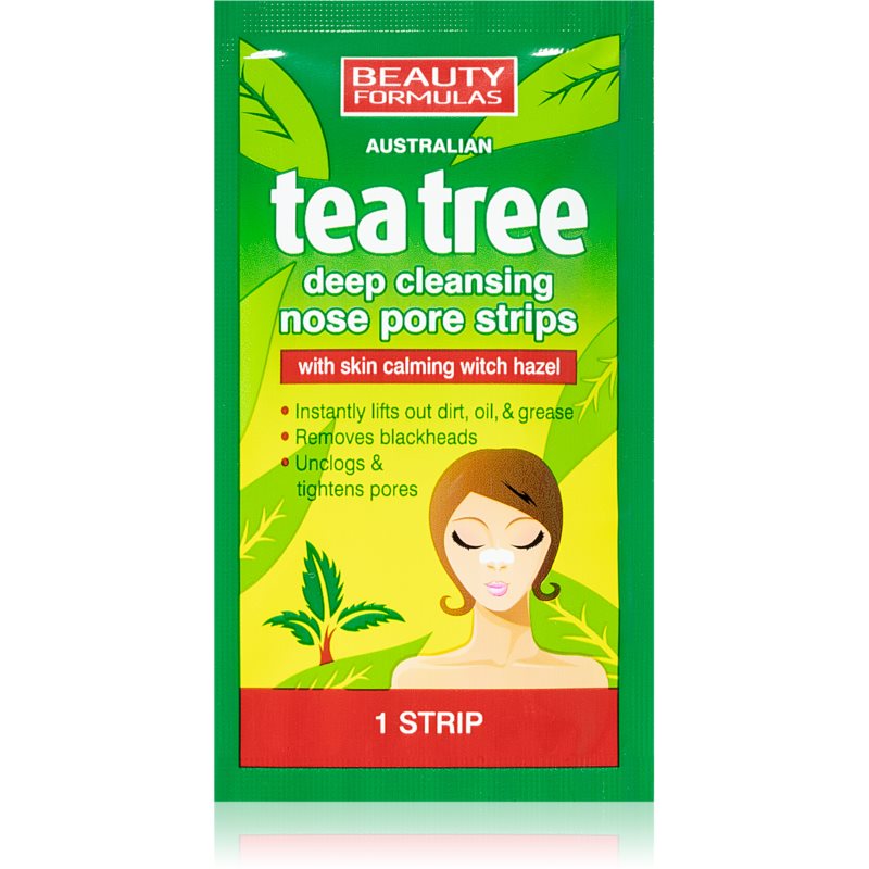 Beauty Formulas Tea Tree Nose Pore Strips For Blackheads 6 Pc
