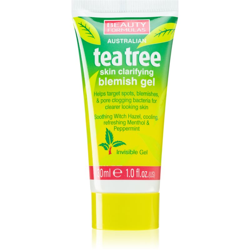 Beauty Formulas Tea Tree nyugtató tisztító gél a bőr tökéletlenségei ellen 30 ml