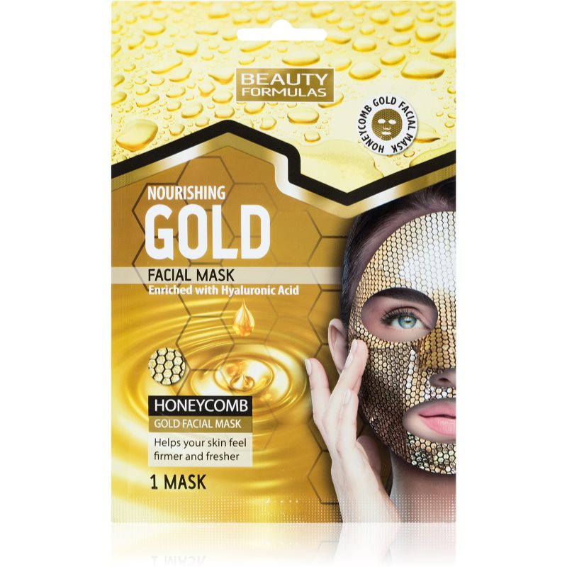 Beauty Formulas Gold maitinamoji tekstilinė veido kaukė su hialurono rūgštimi 1 vnt.