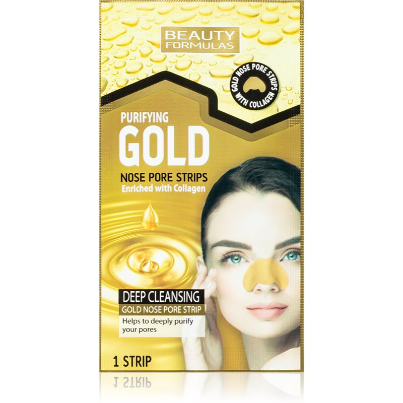 Beauty Formulas Gold Nose Pore Strips For Blackheads With Collagen 6 Pc