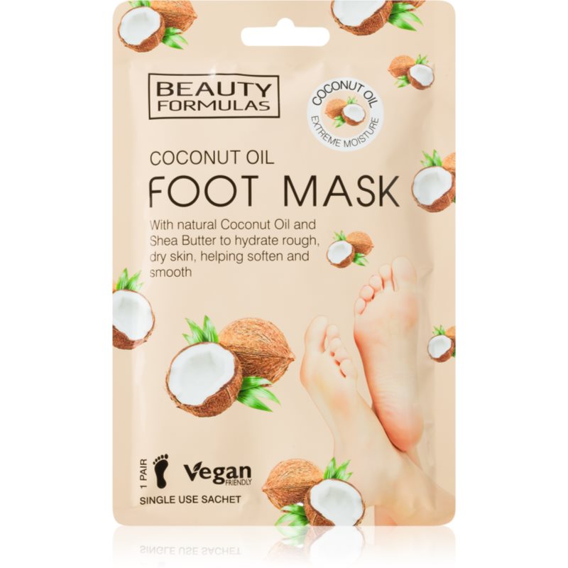 Beauty Formulas Coconut Oil hidratáló és tápláló maszk lábakra 1 db