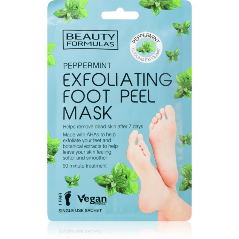 Beauty Formulas Peppermint exfoliačná maska na nohy 1 ks