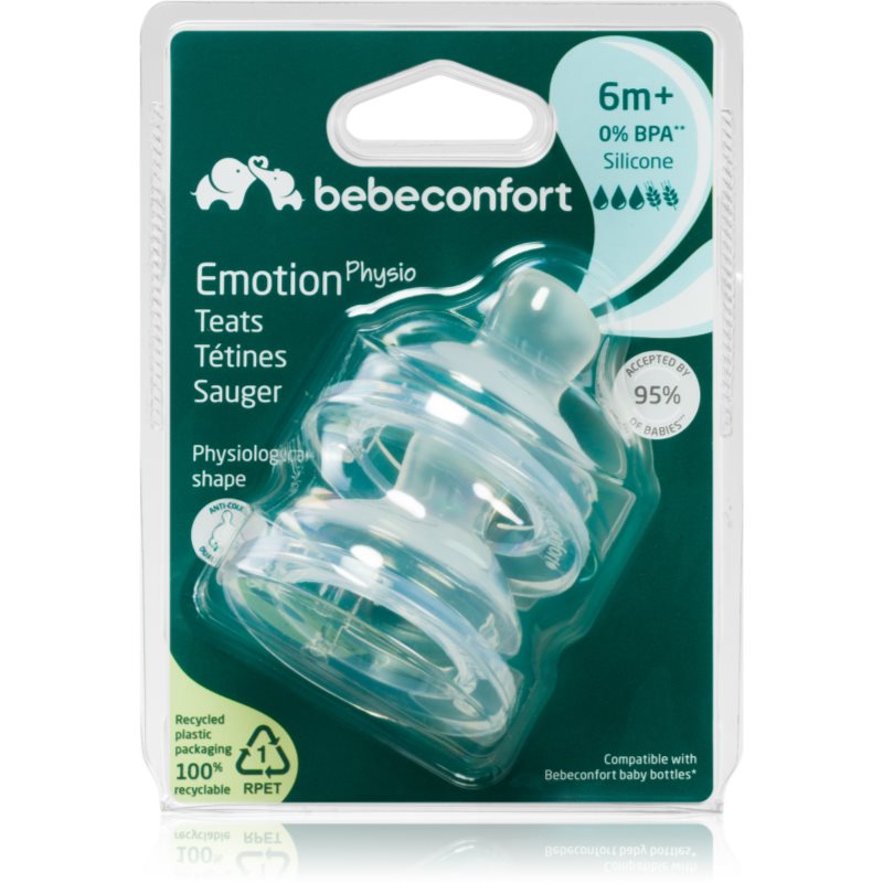 Bebeconfort Emotion Physio Thick Feed присоска для пляшки 6 M+ 2 кс