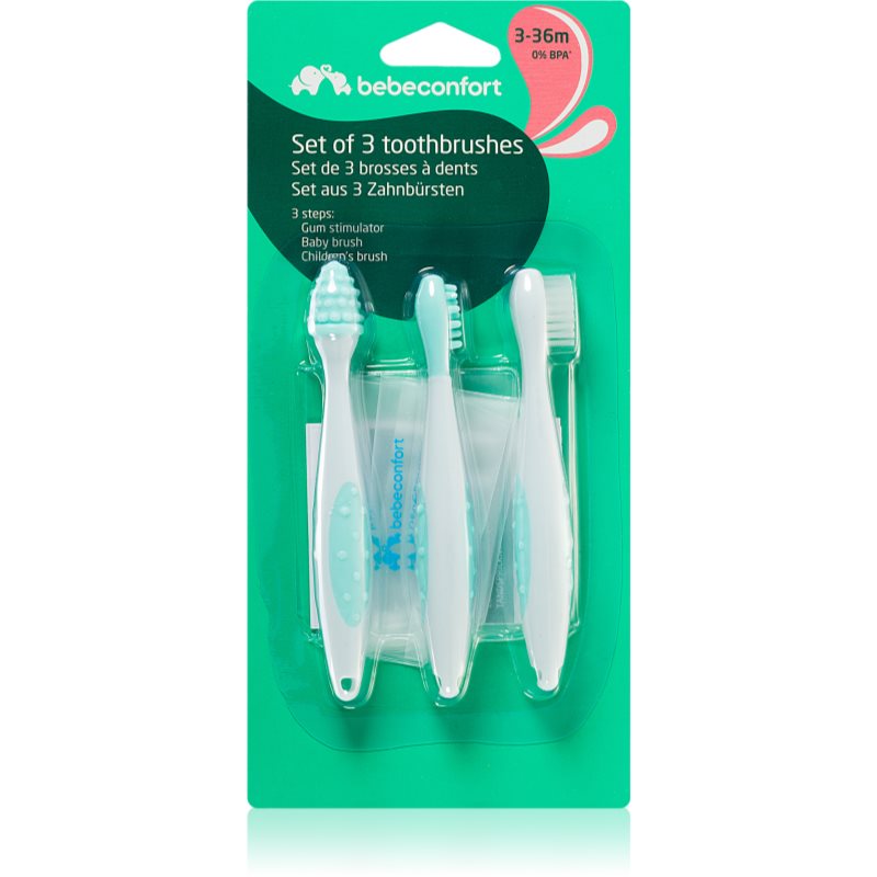 Bebeconfort Set of 3 Toothbrushes zubní kartáček pro děti 3-36 m 3 ks