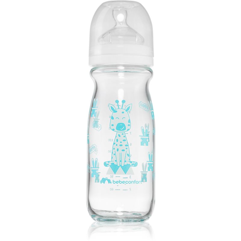 Bebeconfort Emotion Glass White пляшечка для годування Giraffe 0-12 M 270 мл