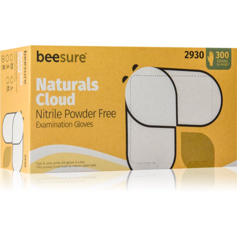 BeeSure Naturals Cloud White Nitrile Powder-free Gloves Size S 300 Pc