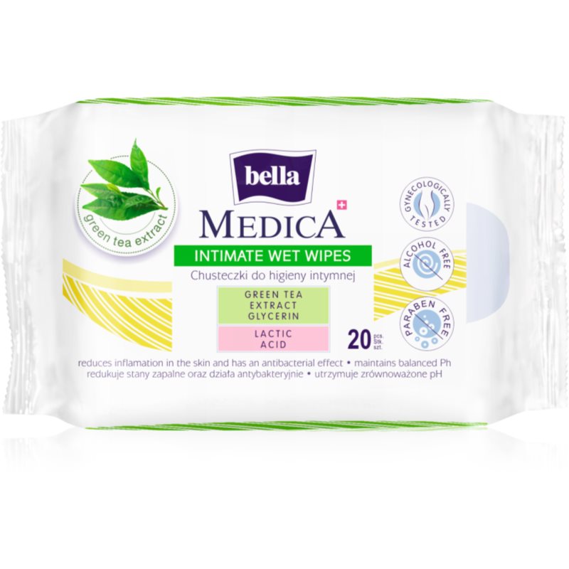 BELLA Medica Green Tea Extract вологі серветки для інтимної гігієни 20 кс