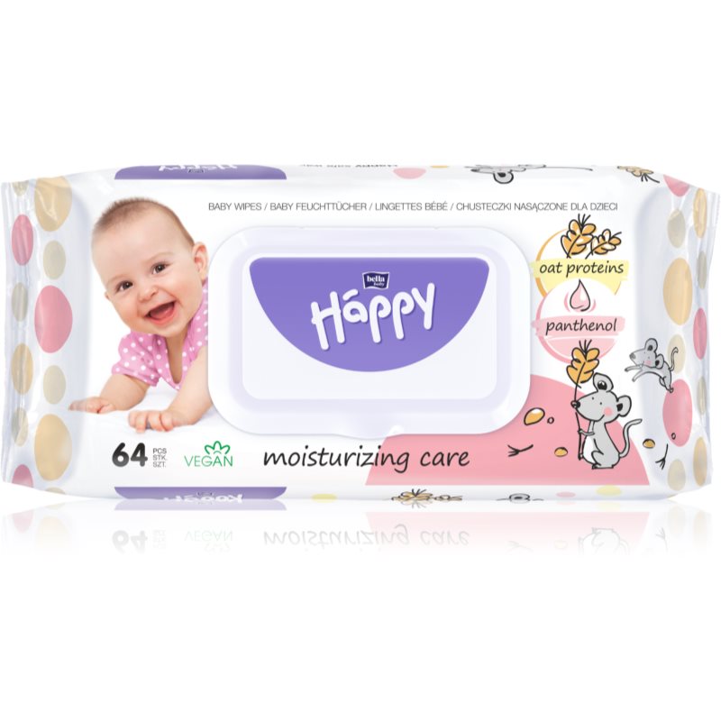 BELLA Baby Happy Oat proteins and Panthenol мокри почистващи кърпички за деца 64 бр.