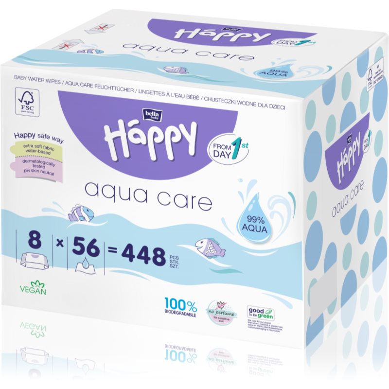 E-shop BELLA Baby Happy Aqua care vlhčené čisticí ubrousky pro děti 8x56 ks