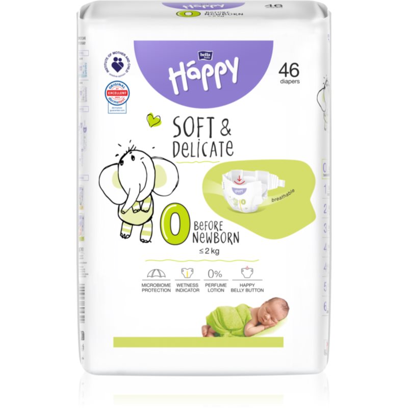 BELLA Baby Happy Soft&Delicate Size 0 Before Newborn Disposable Nappies ≤ 2 Kg 46 Pc