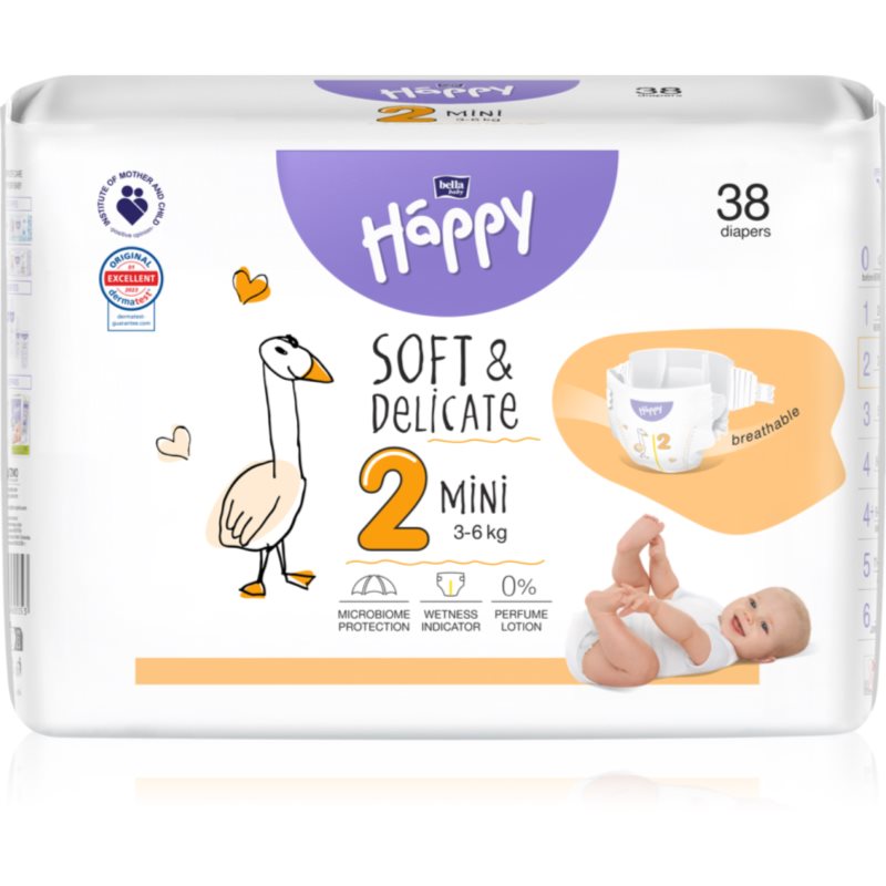 Bella Baby Happy Soft&Delicate Size 2 Mini одноразові підгузки 3-6 kg 38 кс