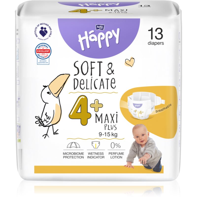 E-shop BELLA Baby Happy Soft&Delicate Size 4+ Maxi Plus jednorázové pleny 9-15 kg 13 ks